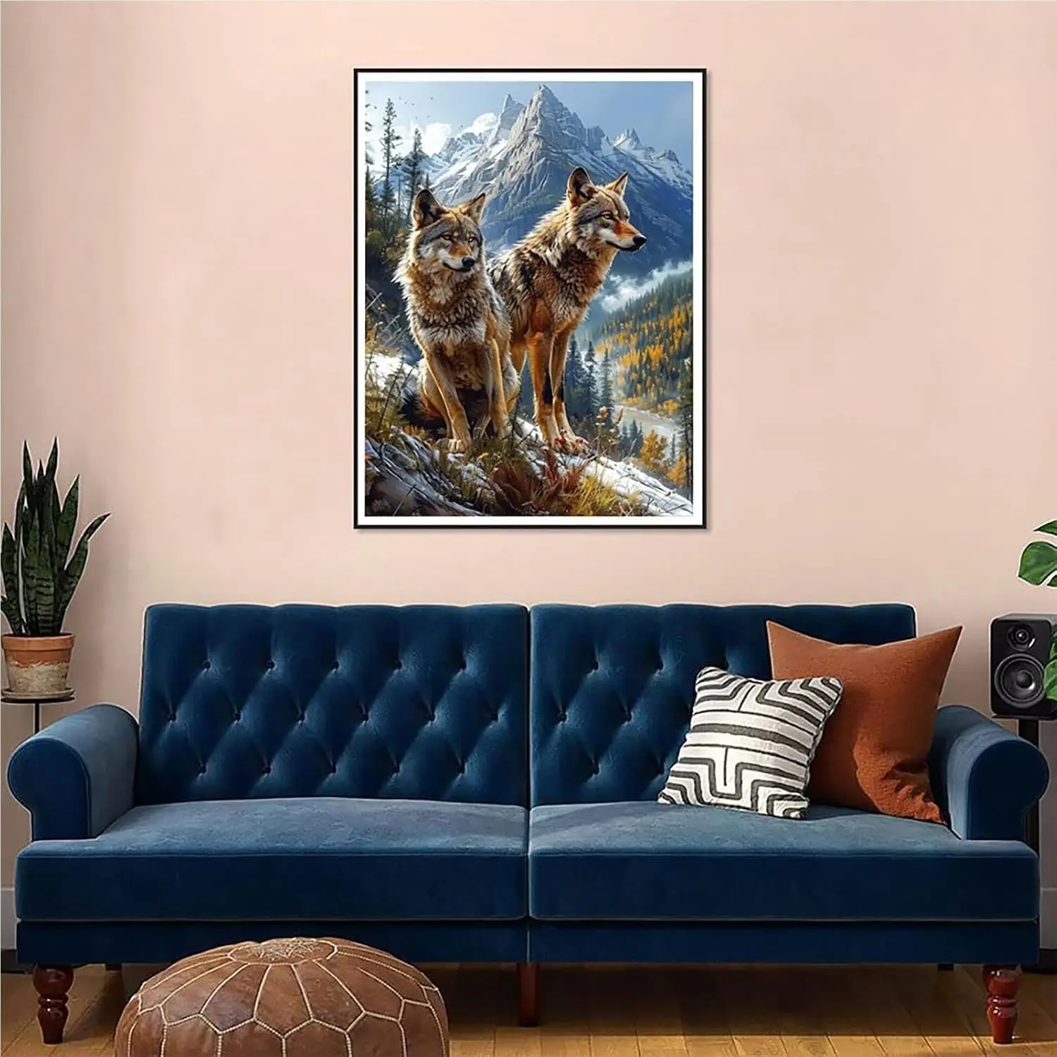 Wolf Diamond Painting Kits for Adults Beginners, 5D Mountain Diamond Art Kits for Adults, DIY Full Drill Gem Crystal Art and Crafts, Hobbies for Women, for Home Wall Decor, Gifts, 36x48 inch V-9824