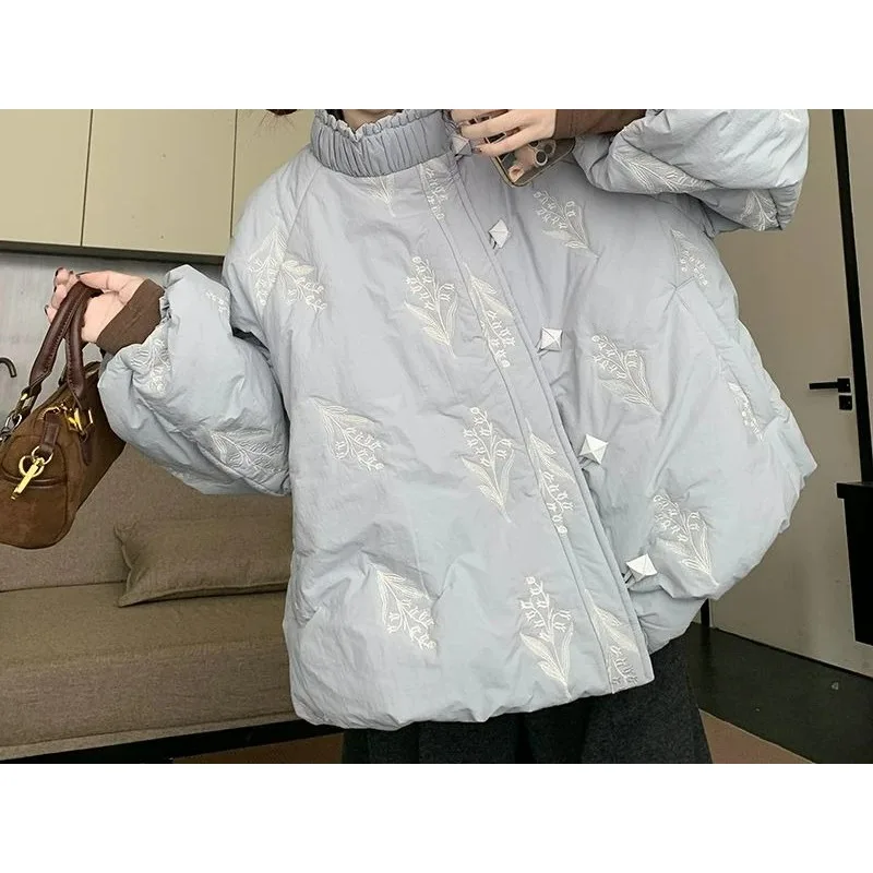 Sweet Single Breasted Cotton Jacket for Women in Winter 2025 New High-end and Thickened Warm Cotton Jacket