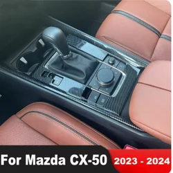 For Mazda CX50 CX-50 SUV 2023 2024 Carbon Fiber Car Center Console Gear Shift Box Panel Cover Trim Interior Molding Accessories