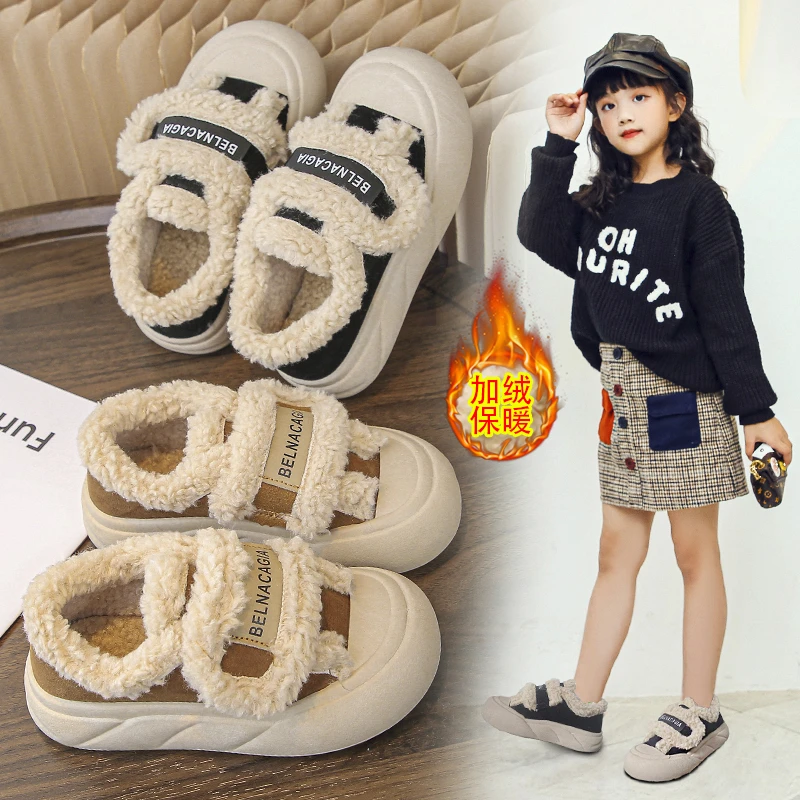 

Children's Cotton Shoes Winter New Style Thickened Warm and Comfortable Girls' Soft Bottom Fashion Retro Boys' Casual Shoes 2025