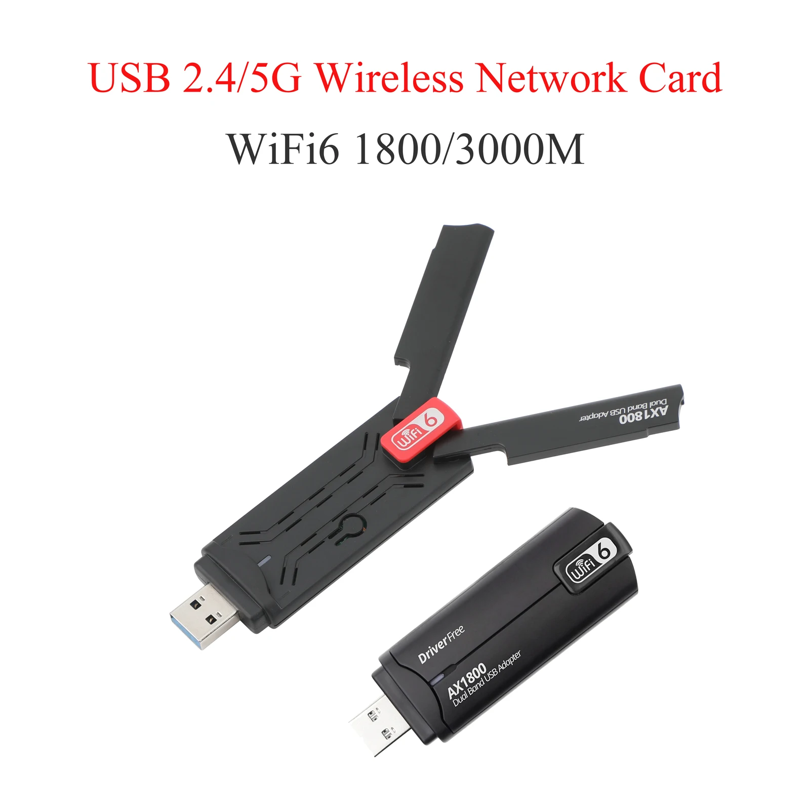 1800/3000M Wireless Network Card WiFi6 USB3.0 Adapter Dual-Band 2.4G/5G Wireless WiFi Signal Receiver Transmitter for PC Laptop