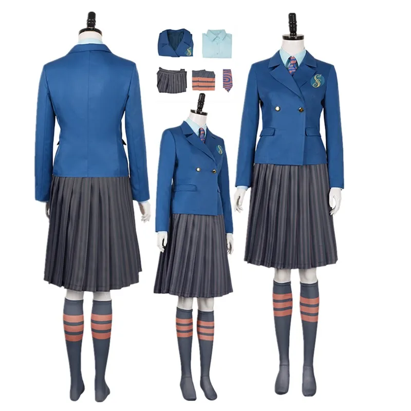 

Wicked Cosplay School Uniforms Costume Adult Women Coat Shirt Skirt Necktie Outfits Halloween Carnival Party Disguise Suit