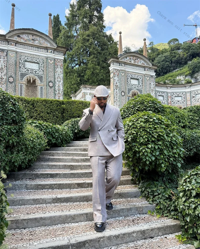 

Серый мужской костюм, комплект из 2 предметов: пиджак + брюки, брюки, хлопковые свадебные смокинги, деловой офисный двубортный пиджак для жениха, пальто для выпускного вечера