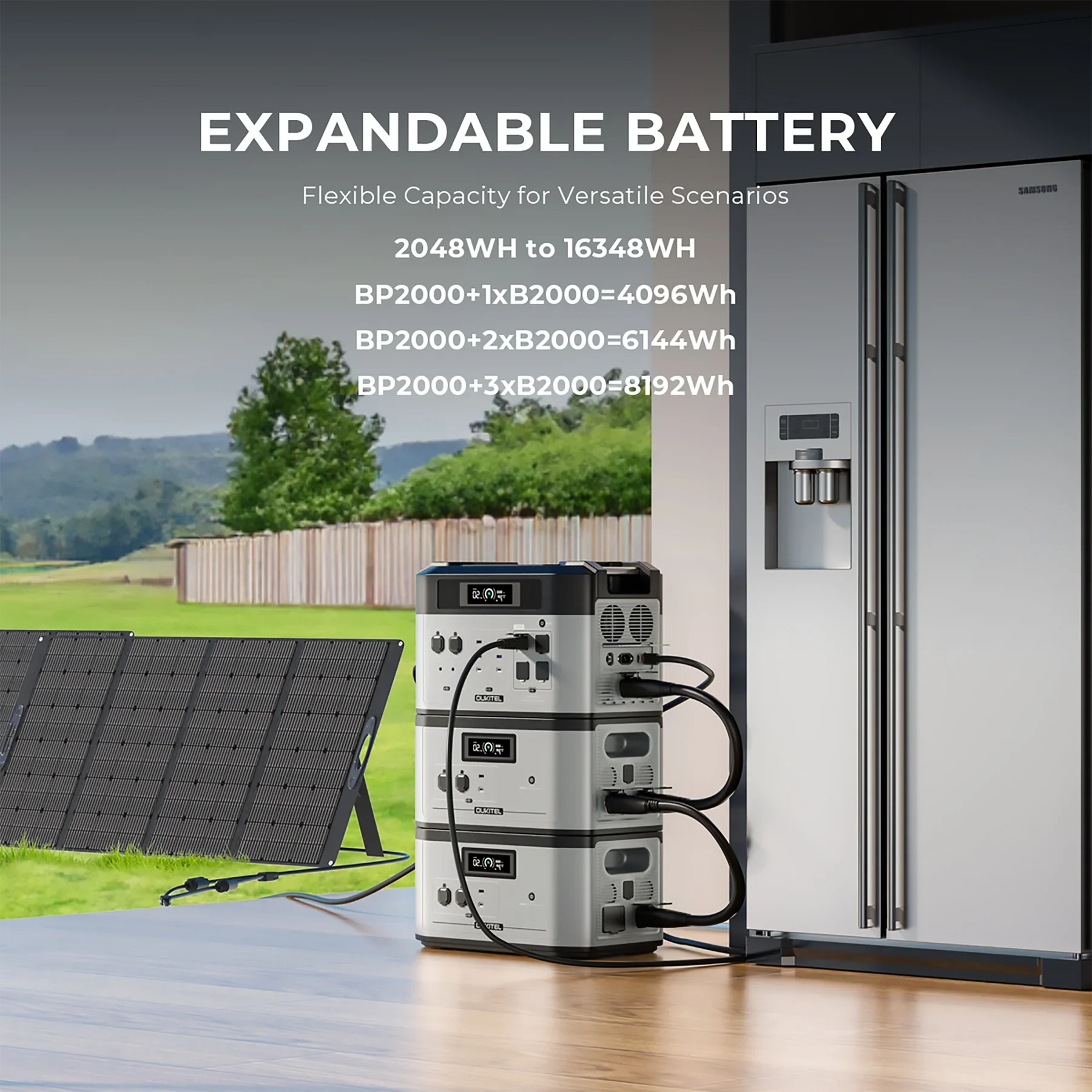3600W Emergency Energy Storage Supply Battery Capacity to 16kWh Home Backup Solar Generator Portable Power Station
