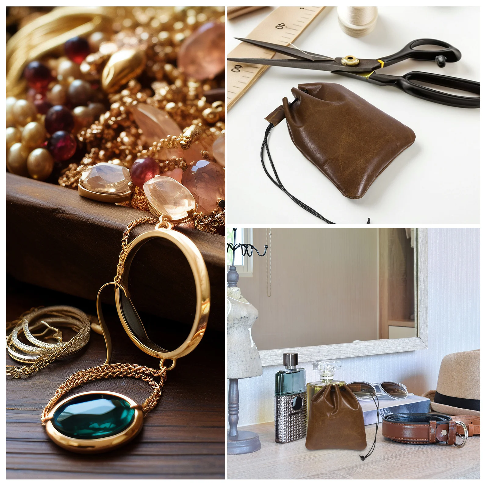 

Small Drawstring Jewelry Pouch Travel Bag for Women Vintage Style Organizer Case for Cosmetics Coins Headphones Gift