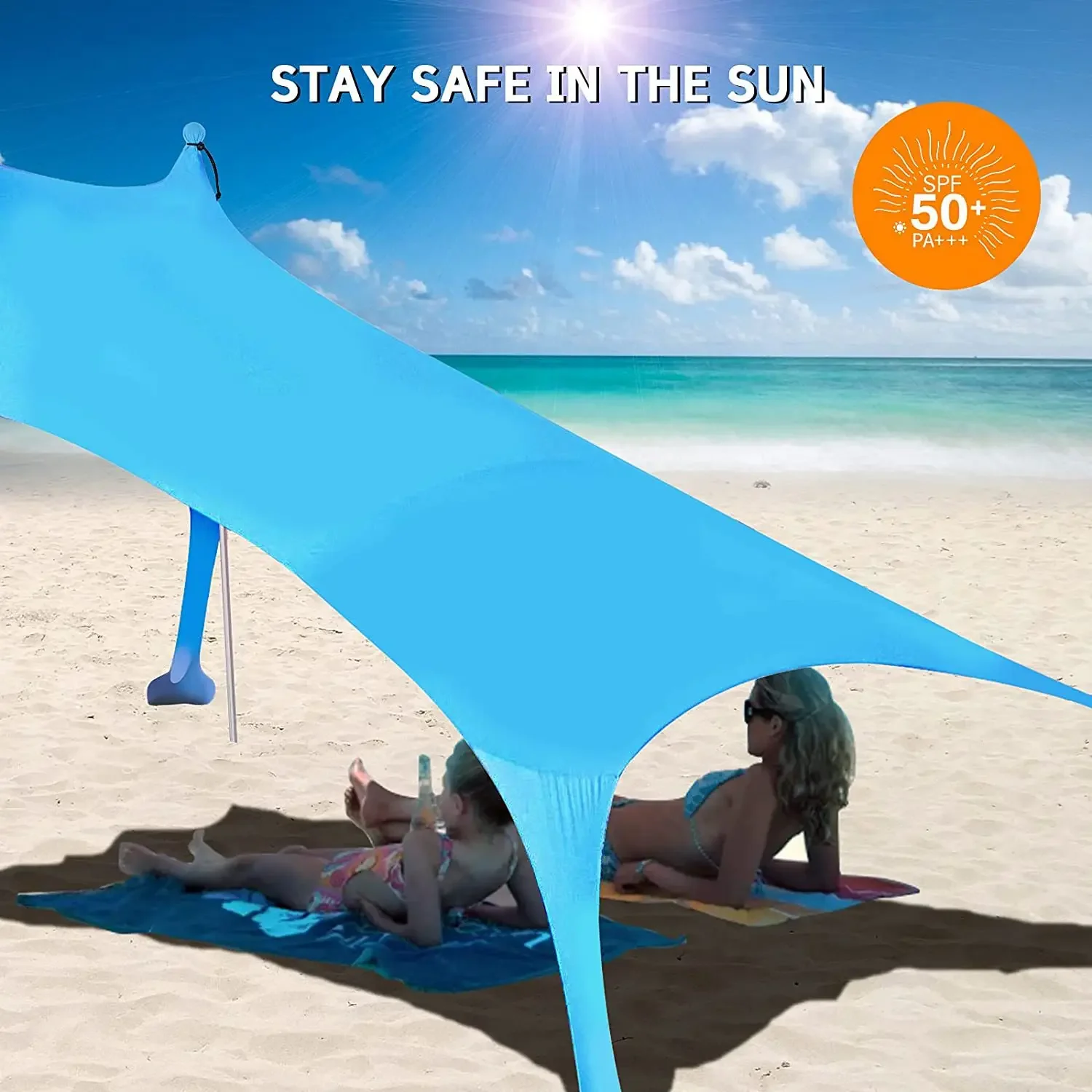 Gazebos Outdoor Beach Tent Sun Shelter Camping Shades Tents Windproof One-piece Beach Canopy Tents UPF50+ Portable Family Tent