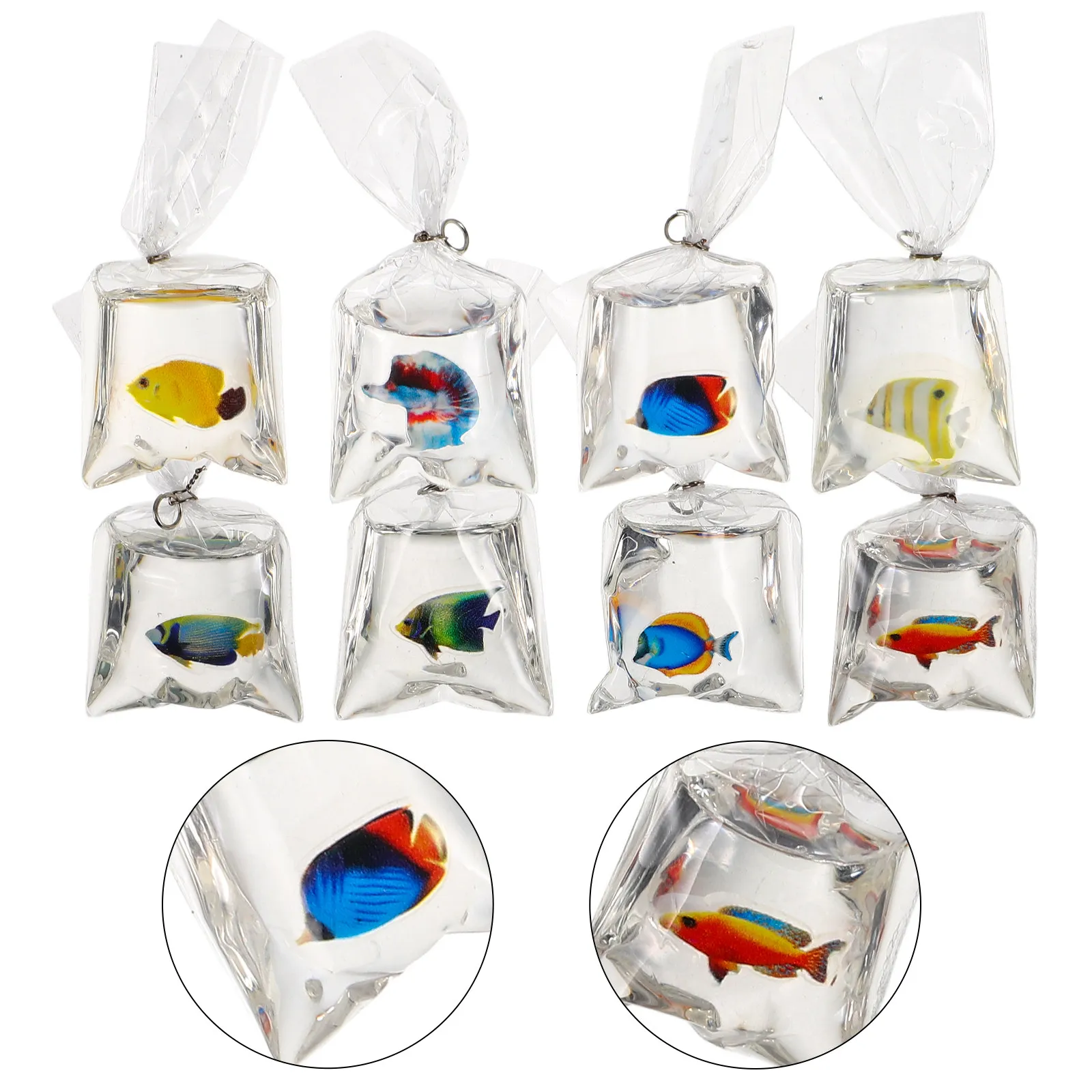 

8 шт. прозрачных смоляных подвесок в виде золотых рыбок, разноцветные, уникальные, для изготовления украшений своими руками: для ожерелий, браслетов, брелоков, кулонов в виде рыбок