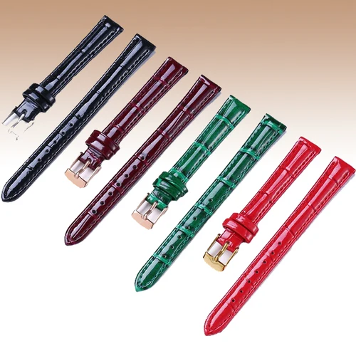 (Nuevo estilo) correa de reloj de cuero brillante reloj de bambú genuino Srtap 10mm 12mm 14mm 16mm 18mm 20mm banda brillante