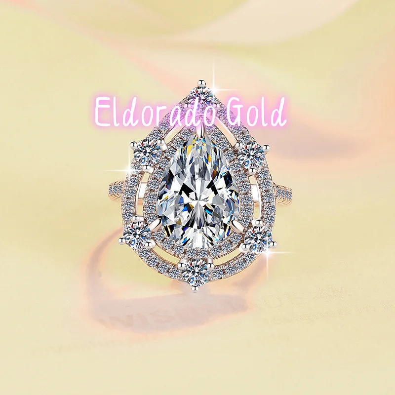 

Кольцо Eldorado Gold PT950 из платины с муассанитом 5 карат, эффектной грушевидной формы, роскошное и эффектное украшение в стиле Light Luxury.