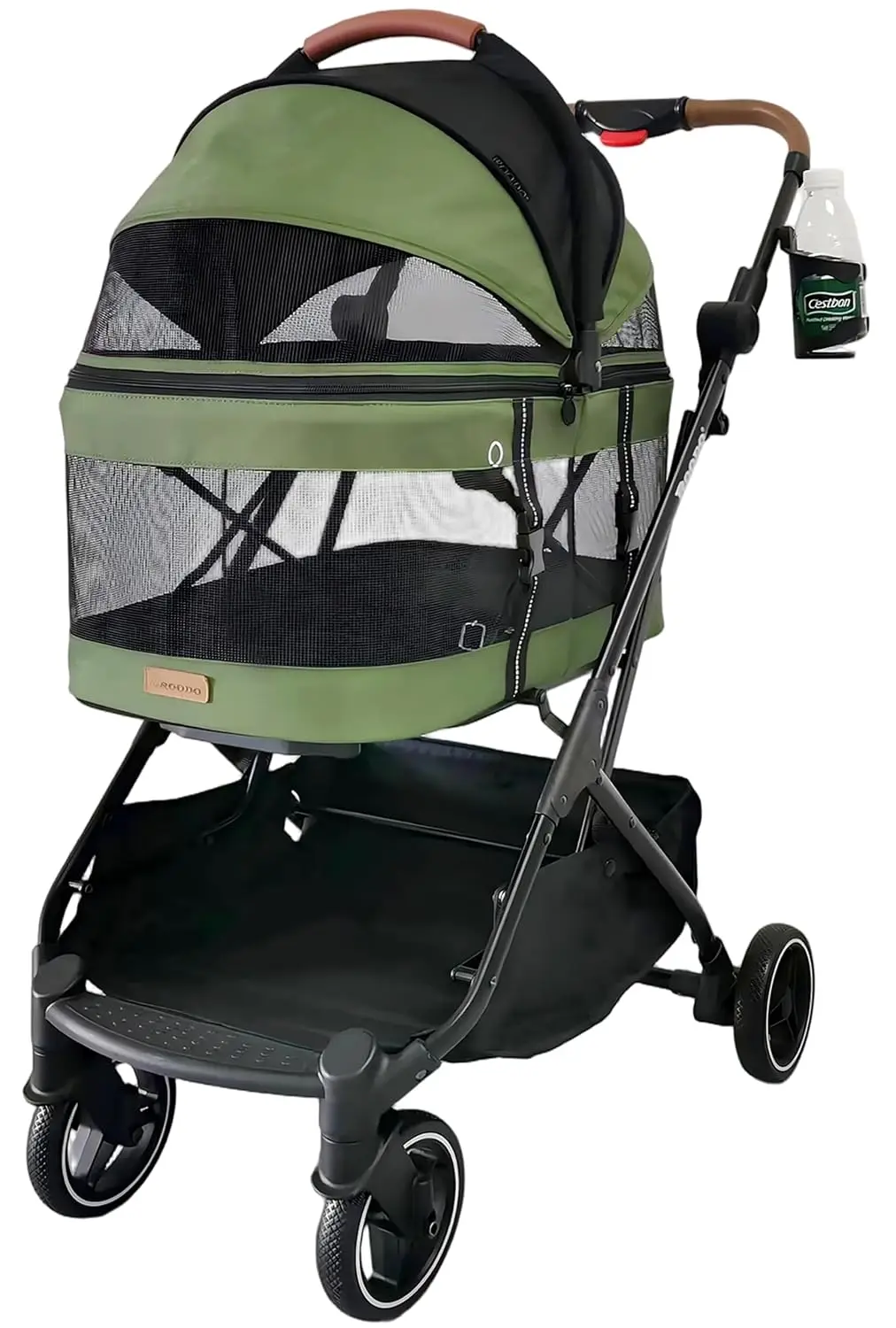 2026 Enhanced 3-in-1 Pet Travel Stroller for Dogs and Cats, Includes Removable Carrier, Lightweight Folding Portable All-Terrain Gear, Supports Puppy Doggie Kitty Bunny up to 35 lbs, Green