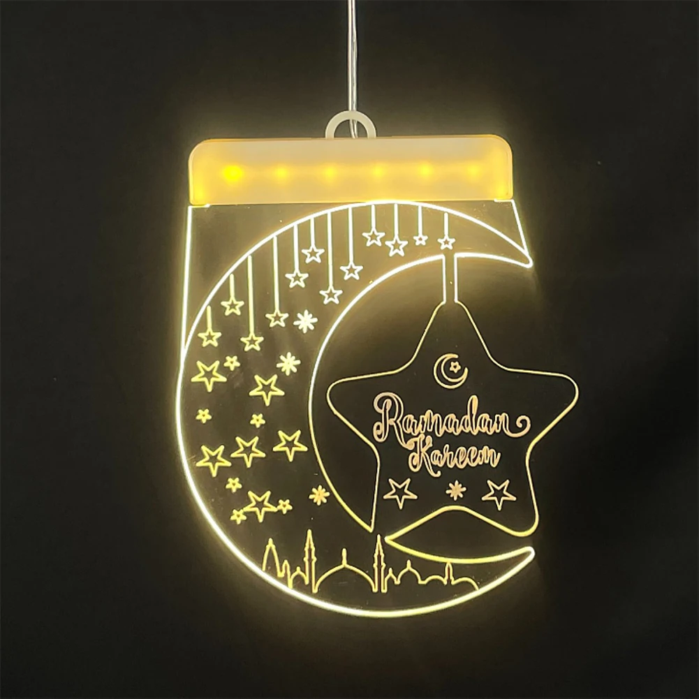 LED luci musulmane Moon Star Hanging Pendant decorazioni Ramadan 3D Moon Star Light Hanging Ornament Home Party Gifts Supplies