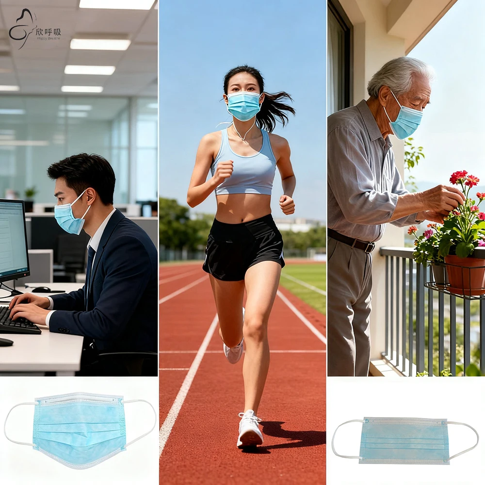 Masques faciaux jetables à 3 couches, 50 pièces, masque buccal de protection Anti-poussière en tissu soufflé fondu bleu pour l'hygiène personnelle