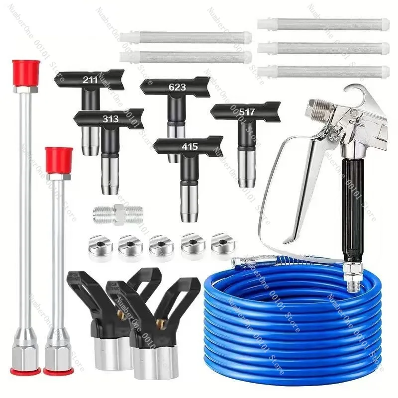 Airless Paint Sprayer Kit, High Pressure Spray Gun with Extension Rod, Nozzle and Hose Set, Professional Painting Accessories