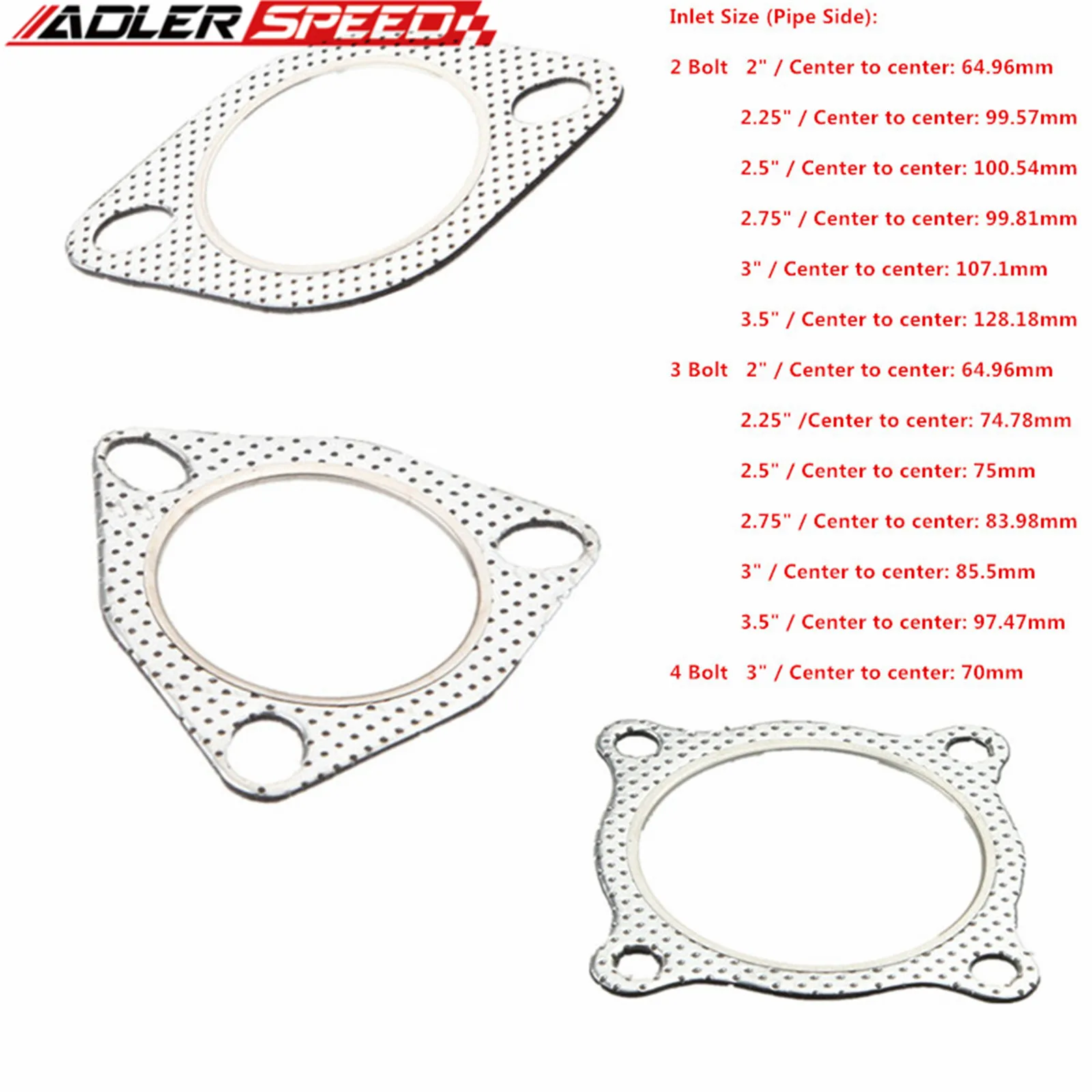 

2"/2.25"/2.5"/2.75"/3" 2/3/4Bolt Turbo Exhaust Manifold Gasket Downpipe Flange