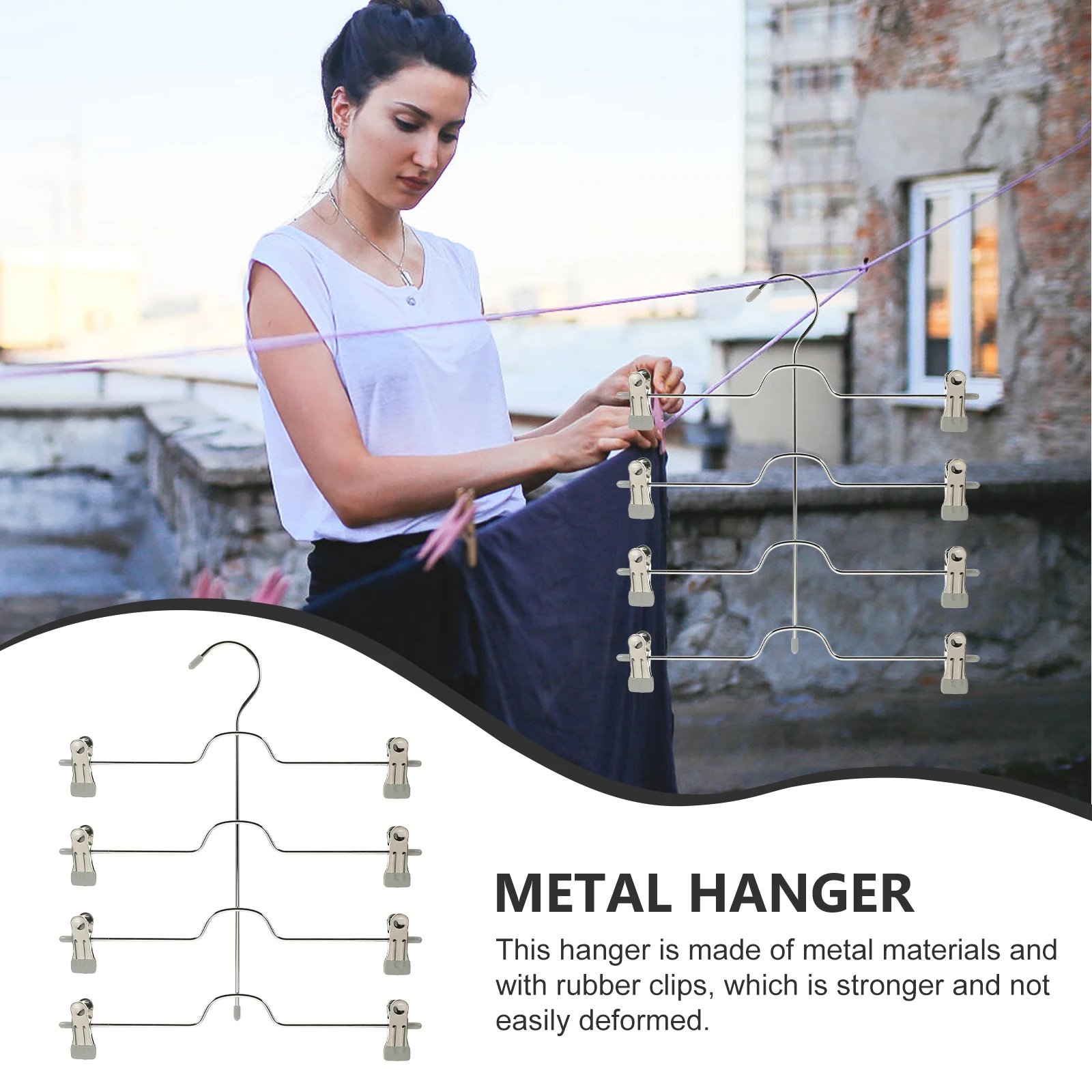 

Multi Layer Metal Pants Hangers Grey Casual Space Saving Rubber Clips For Skirts Socks Underwear Home Use Clothes Racks Pant