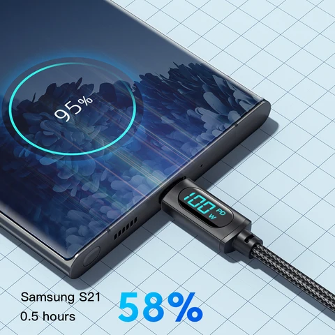 Essager USB-C кабель 100 Вт 7A для быстрой зарядки устройств — пример использования