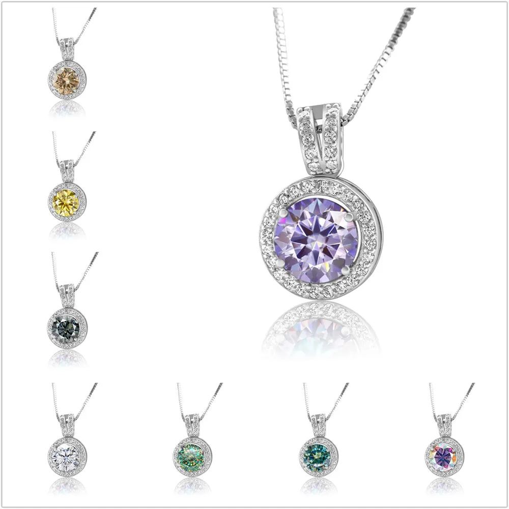 1ct D VVS1 Moissanit Rundschliff Anhänger Halsketten für Frauen Party Geburtstagsgeschenk Schmuck S925 Silber plattiert 18k Halskette