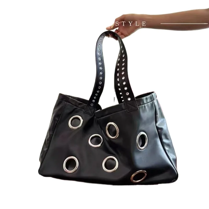 

Темный панк-локомотив, ретро темперамент, универсальная ивовая гвоздь, большая вместительная сумка для покупок, портативная большая сумка для подмышек, изысканная