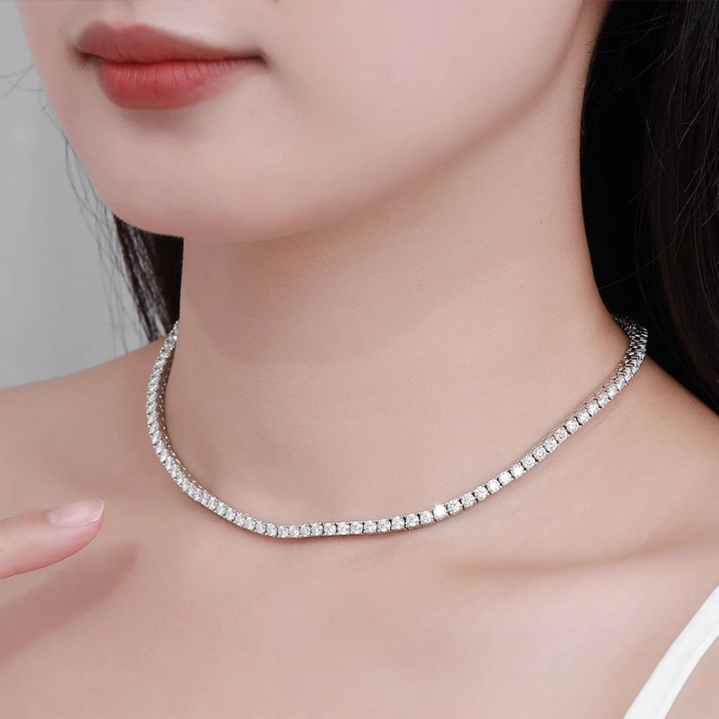SongYun Luxury Jewelry 925 Sterling Silver Tennis Chain Necklace For Women Men Moissanite Diamond Tennis Necklaces Fine Jewelry