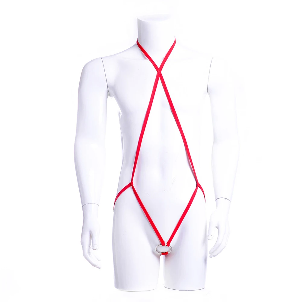 بدلة جسم رجالية مثيرة عارية الظهر ، ثونغ صلب ، ملابس داخلية مثيرة ، خاتم الديك ، ملابس داخلية ، جمبسوت مفرغ ، سلاسل جي بأربطة