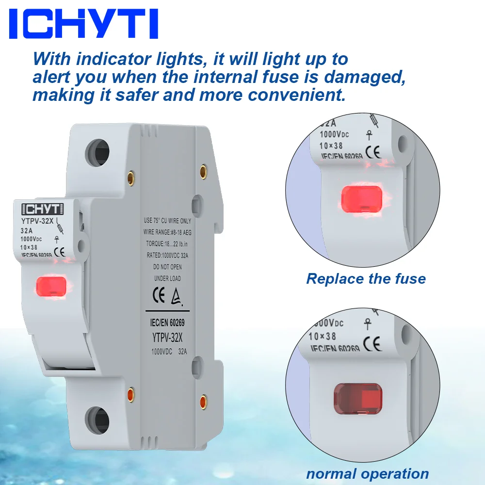30PCSSolar PV DC 1000V 15A 20A 25A 32A Wenzhou Sicherungshalter Relais LED Sicherung