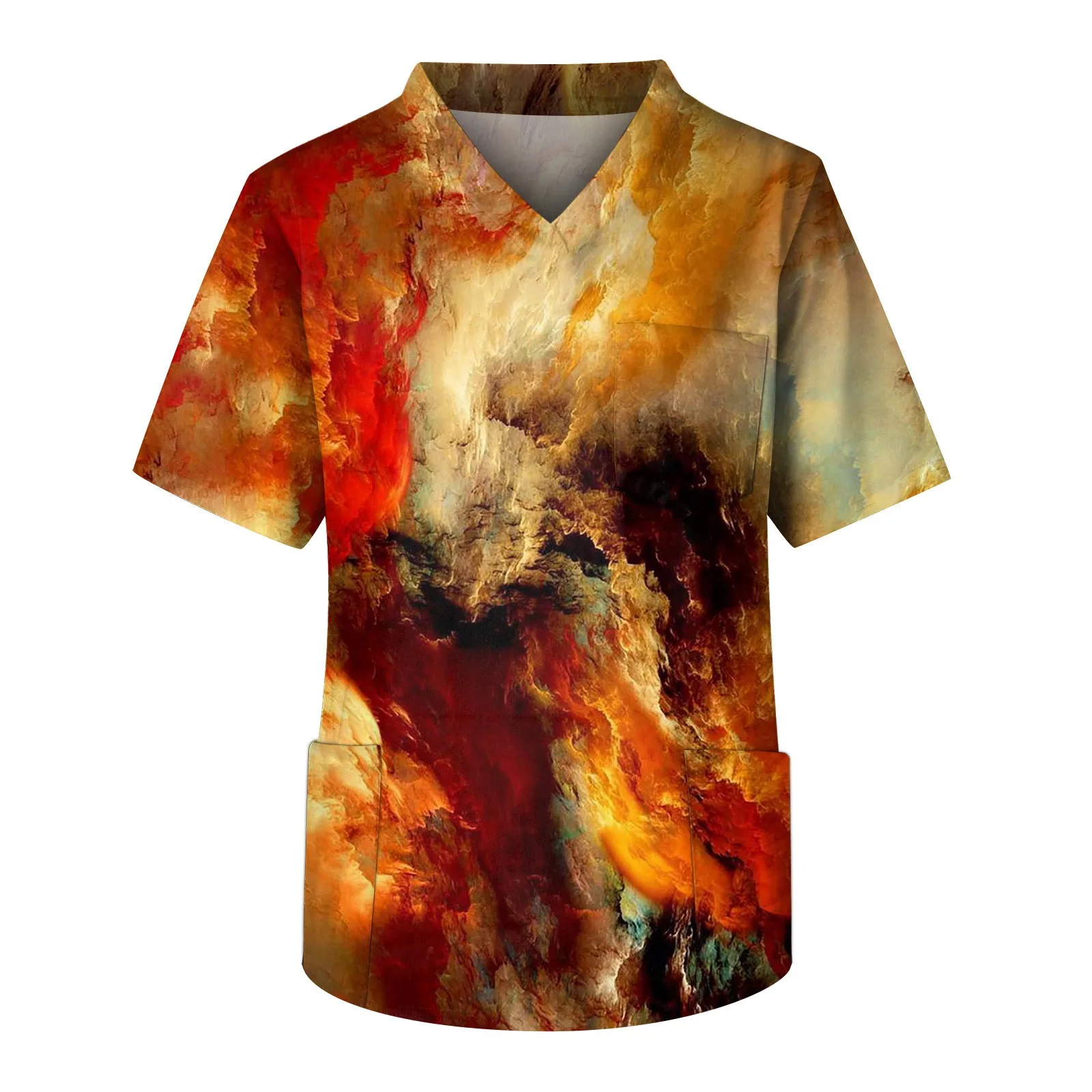 Moda impressa uniforme de enfermeira manga curta com decote em v workwear uniforme de trabalho esfrega topos para homens casual blusa de enfermagem médica