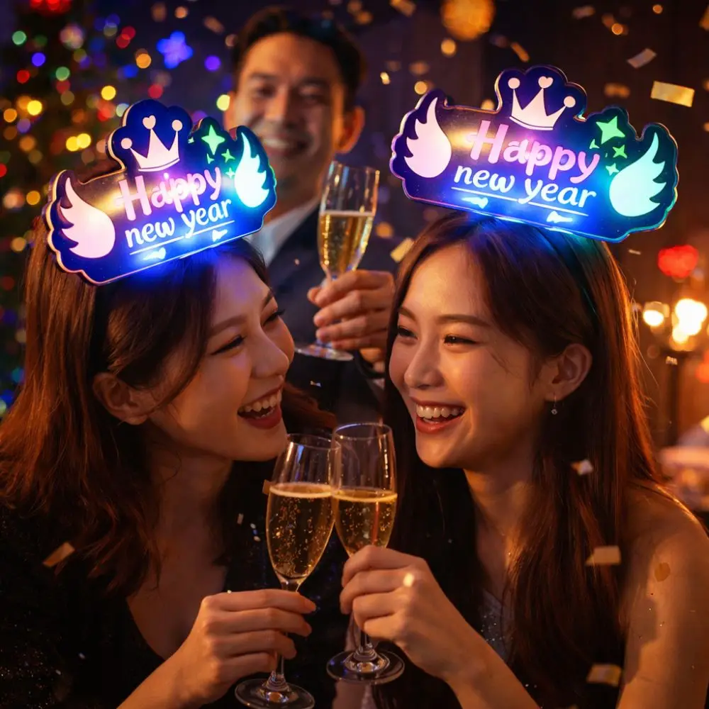 Kreative Spielzeuge Kunststoff LED Glow Haarbänder leuchten im Dunkeln Cartoon Blinklicht Stirnband Spaß Neujahr Glow Sticks Geschenk