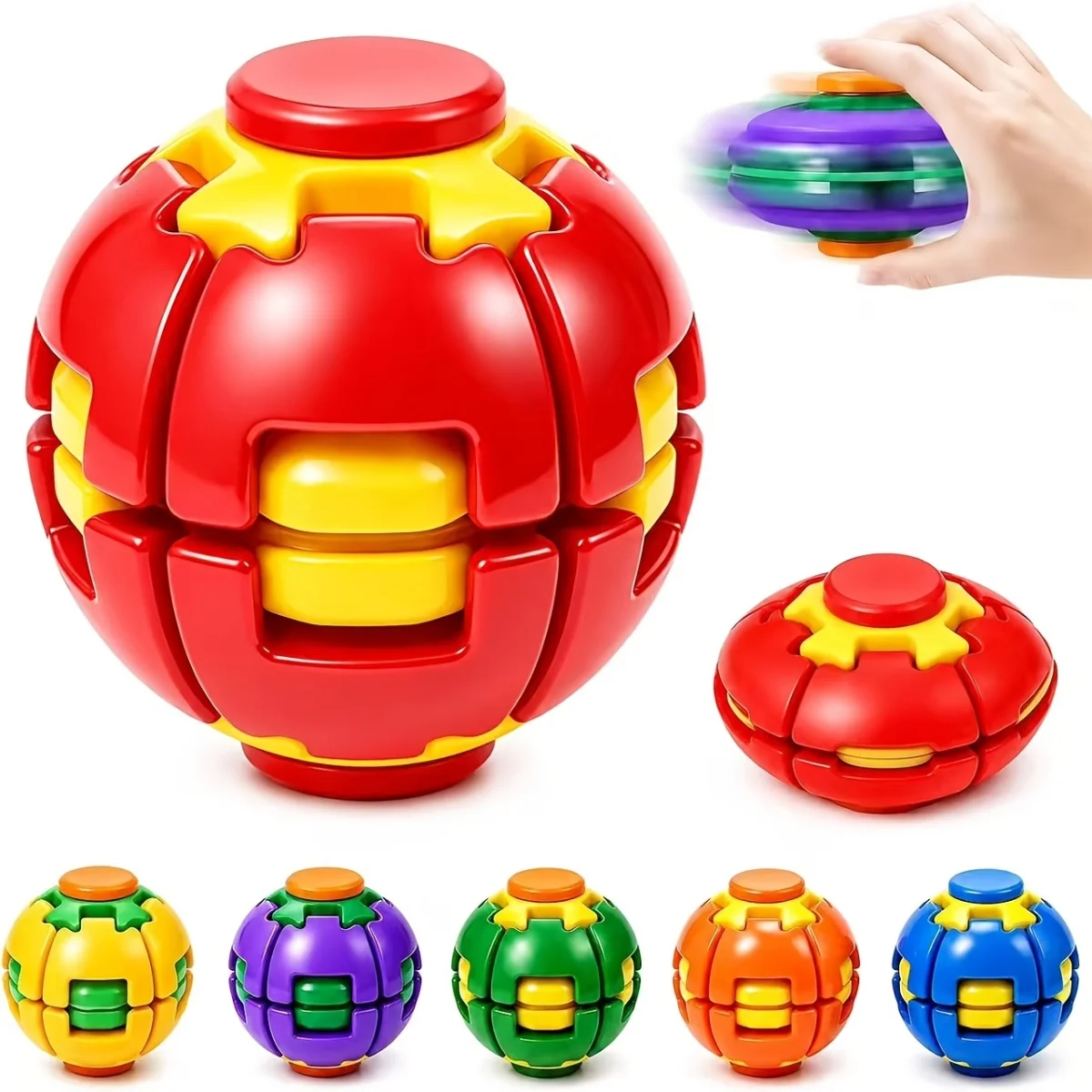 3D Printed Press‑To‑Spin Fidget Ball One Click Deform Fidget Spinner Ball Smooth Rotating Stress Relief Sensory Toy  Kids Gift