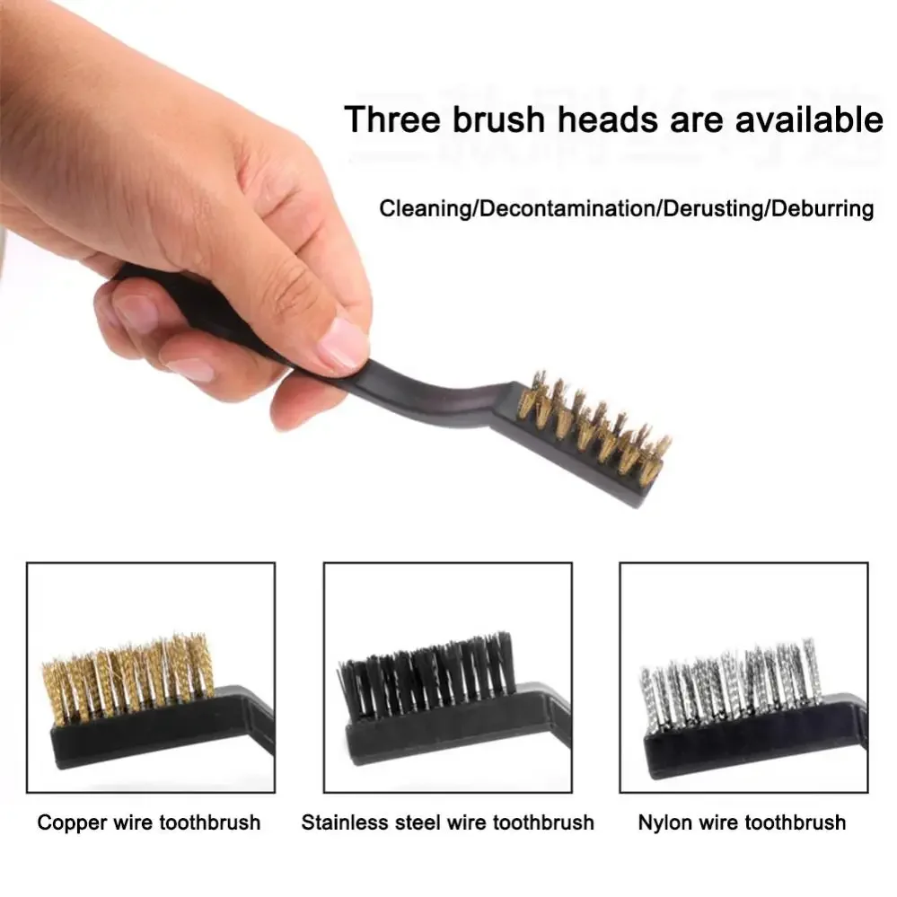 6Pcs Mini Remove Rust Brush Brass Cleaning Polishing Metal Brushes Brass Wire Steel Wire Nylon Brush Clean Tools Home Kits