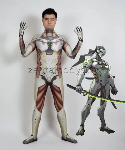 Impresión 3D Genji Cosplay héroes fiesta de Halloween disfraz de Zentaibodysuit selección de varios tamaños