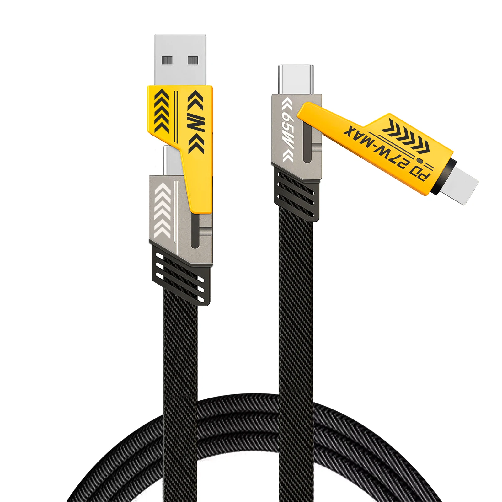 4 in 1 Mecha Fast Charging Data Cable Cord PD 27W For iPhone 15 Samsung Xiaomi 65W USB Type C Multi Port Quick Charge Wire Line