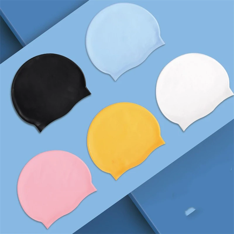 Silicone Swimming Caps for Women Men Waterproof Swim Cap Latex Cover Ears Protection Large Diving Hat High Elastic Swim Pool Hat