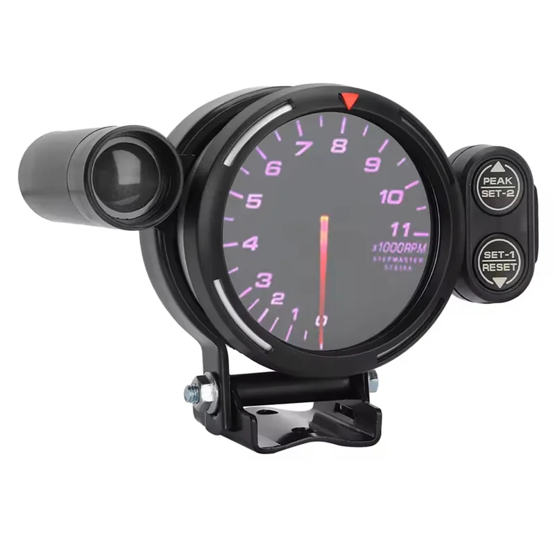

10-15V Electronic RPM Tacho Gauge Auto Tachometer 3.15In Clear Display 7 Color ABS For Replacement