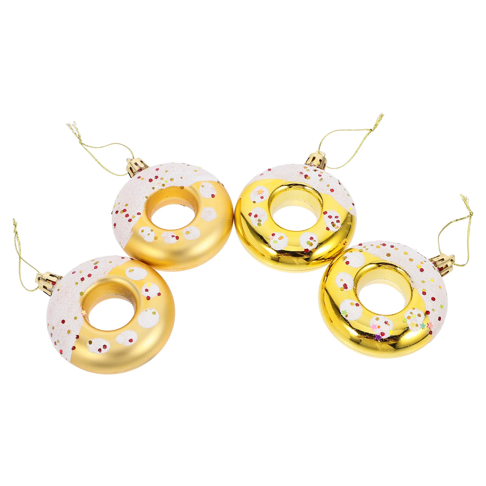 

4Pcs Christmas Doughnut Ball Ornaments Hanging Candy Bread Ring Xmas Tree Party Decoration Supplies Doughnut Ornament for Car