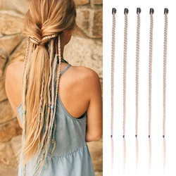 Synthetic 5 Pcs/Lot Clip-in Extensions For Women Ponytail Rainbow Braid Hair Extension 22'' Ombre Hairpiece Box Braid With Clip