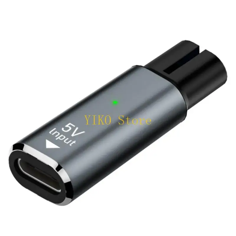 K32C 5V 1.5A Type C Shaver Adapters Charging Converters, Double Slot Aluminum Alloy Connector for
