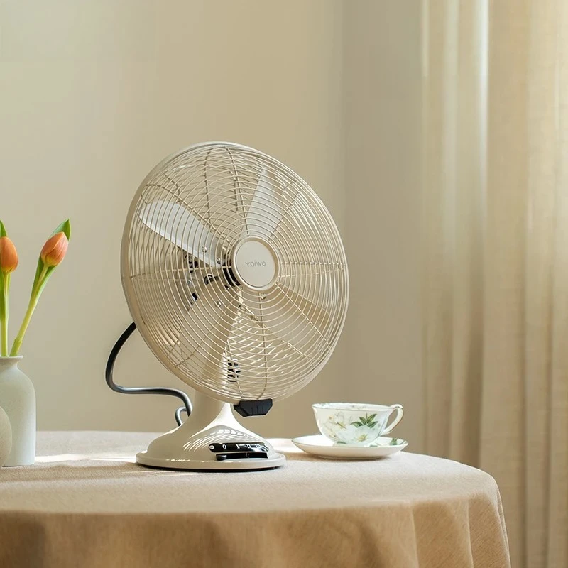 

Retro Floor Desk Fan Small Metal Table Fan Japanese Style Electric Vintage Oscillating Fan for Home or Office Use