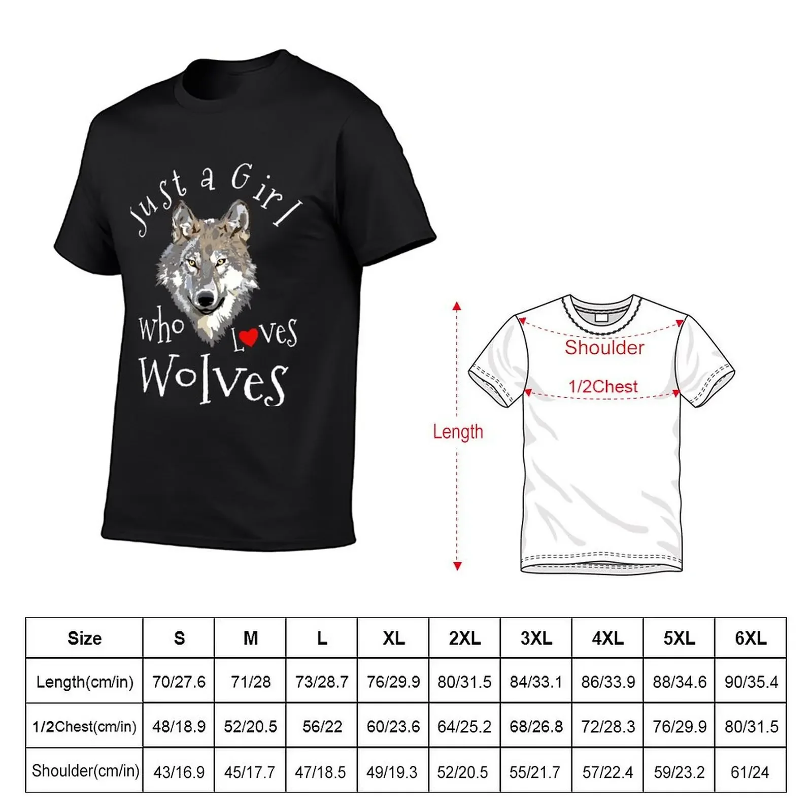 Just a Girl who Loves Wolves Cute Wolf Lover Gift for Girls T-Shirt anime shirts graphic tees Men's cotton t-shirt