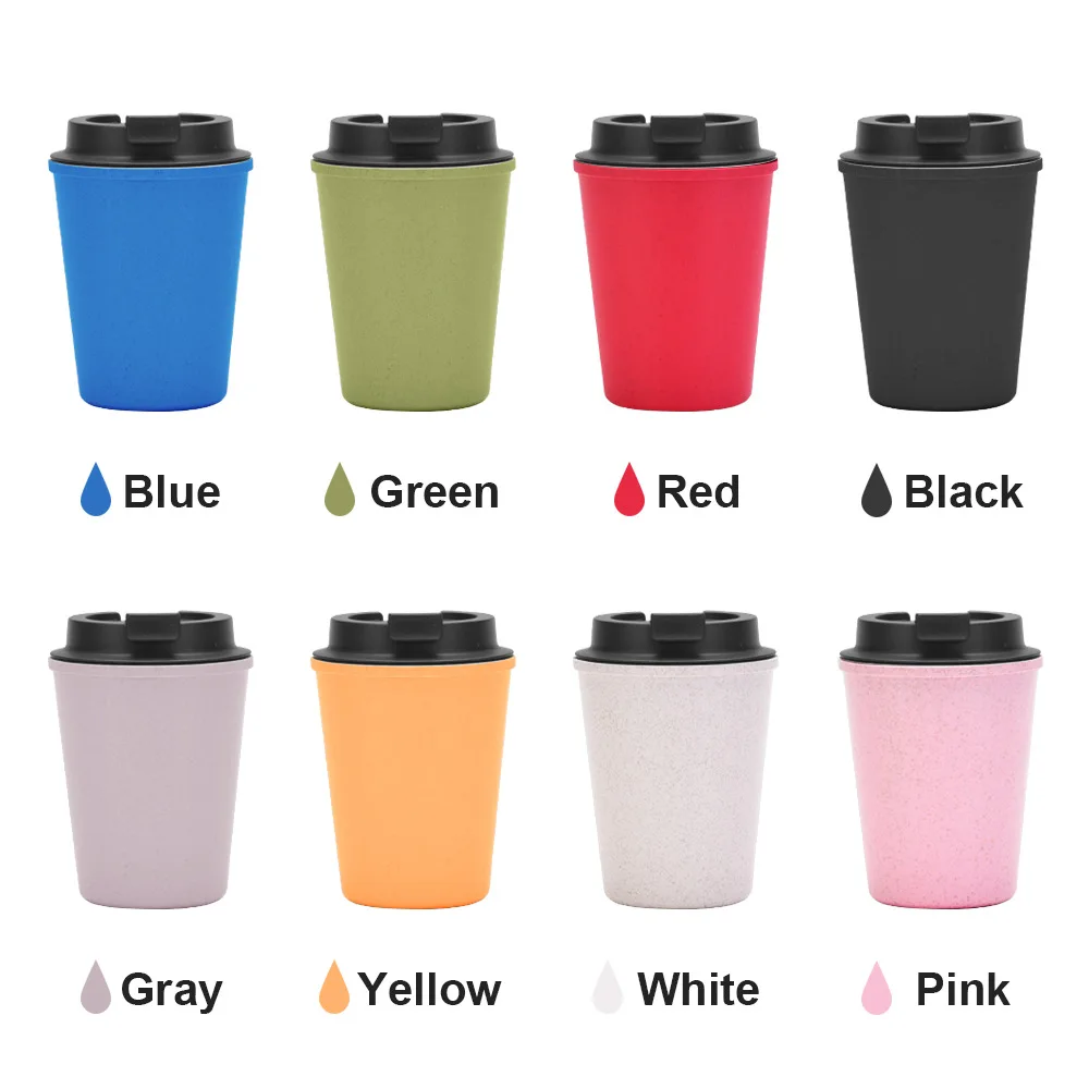 Portable Mini Wheat Straw Coffee Cup, Cross-Border EU & US Dual-Layer Travel Mug, Stylish and Simple for Car Use, Wheat Aroma Cu