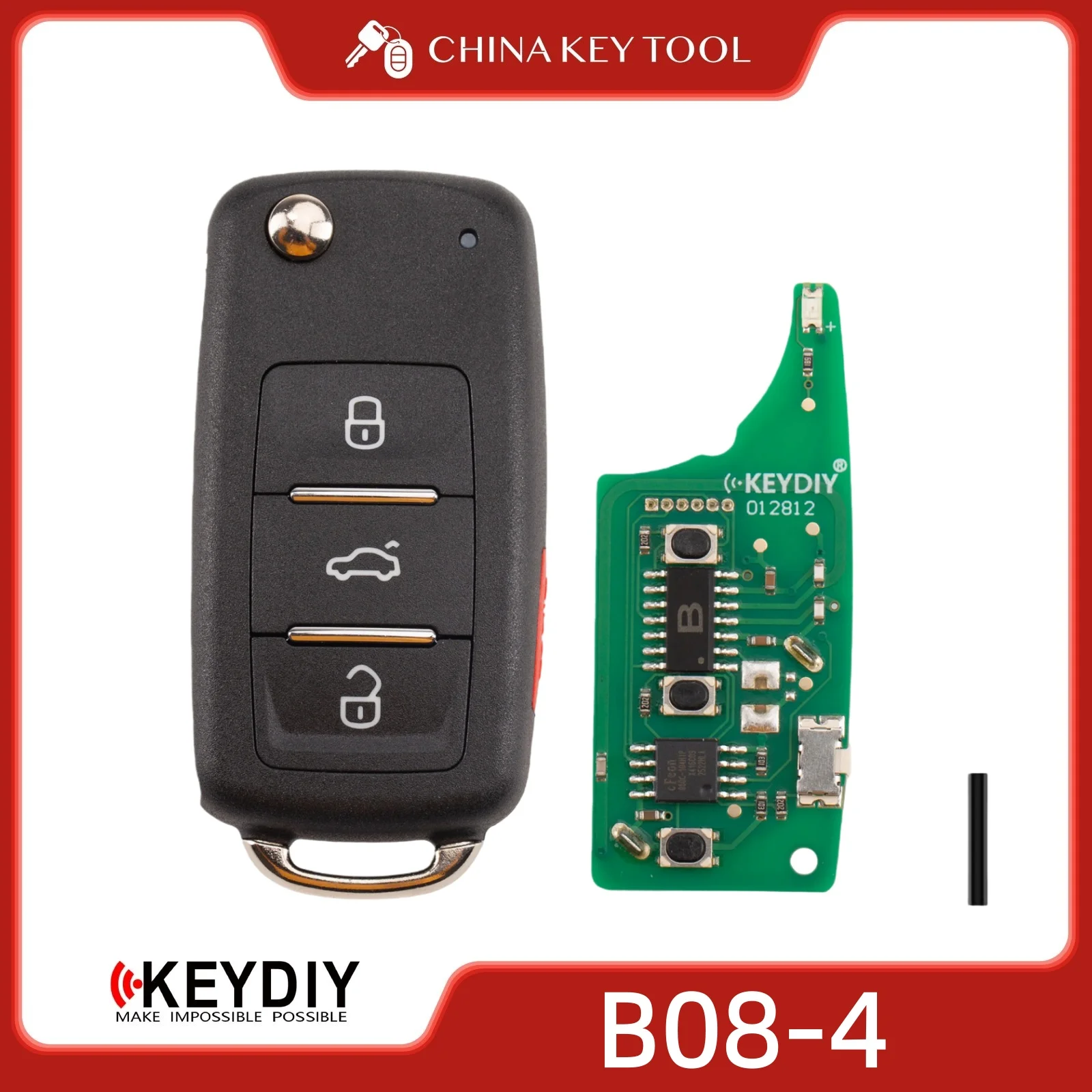 KEYDIY KD B08-4 Universal Flip Remote Key 3+1 Buttons Compatible with Volkswagen Type
