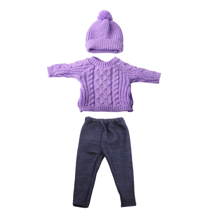 Doll Clothes Set For 18 Inches American Dolls Sweater+Hat+Pants Clothing Suit Outfit For 43Cm Baby New Born&OG.Russia Girl Doll