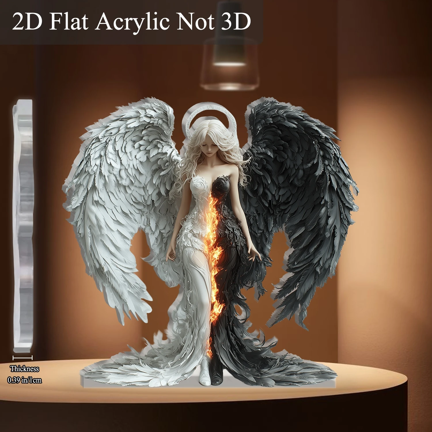 2DFantasy Angel Devil Wing Acrylic Figurine Gothic Style Exquisite Feather Design MultiFunctional Home Decor Outdoor Unique Gift
