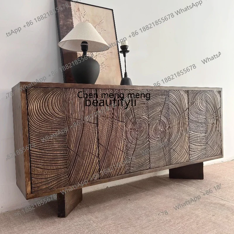 

HWabi-sabi decorative cabinet designer storage antique retro dining side cabinet living room solid wood cabinet H