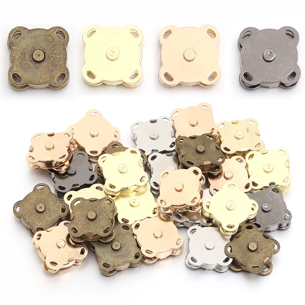 10Pcs 14mm Magnetic Snap Button Metal Invisible Sew on Button Lock Clasps Fasteners For Purse Bags Clothes Craft DIY Accessories