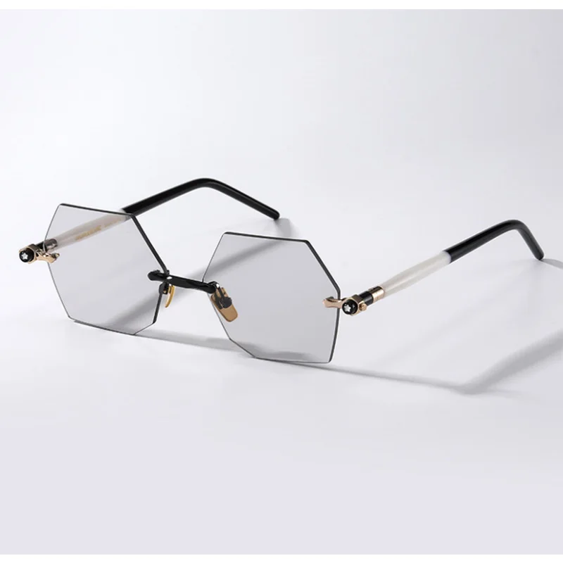 

Belight Optical Irregular Shape Spring Hinge Arm Rimless Glasses Prescription Lens Eyeglasses Retro Frame Eyewear P54