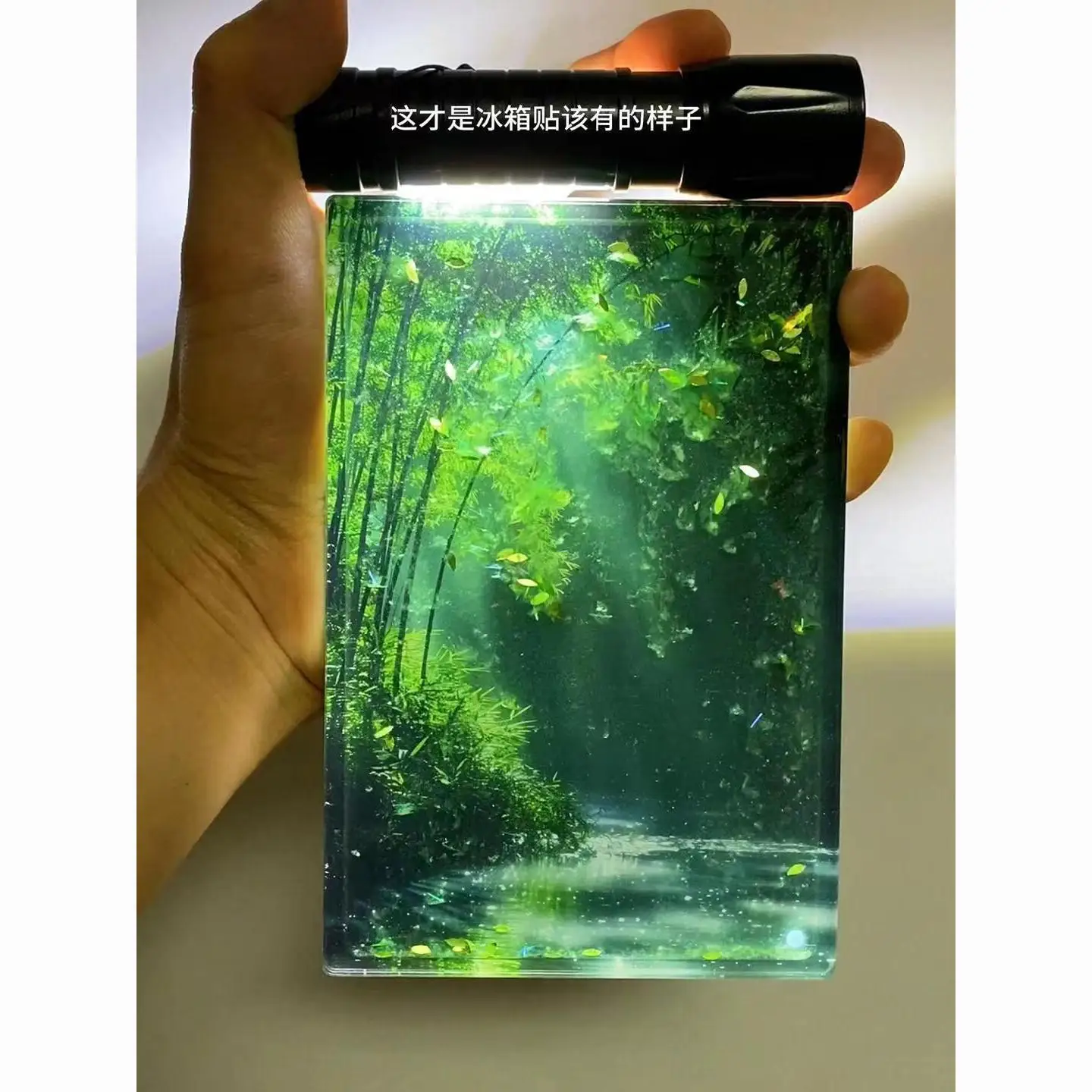 Bamboo Forest Acrylic Fridge Magnet Decorative Ornament Decorative Painting Sand Art Keychain Collection Interesting