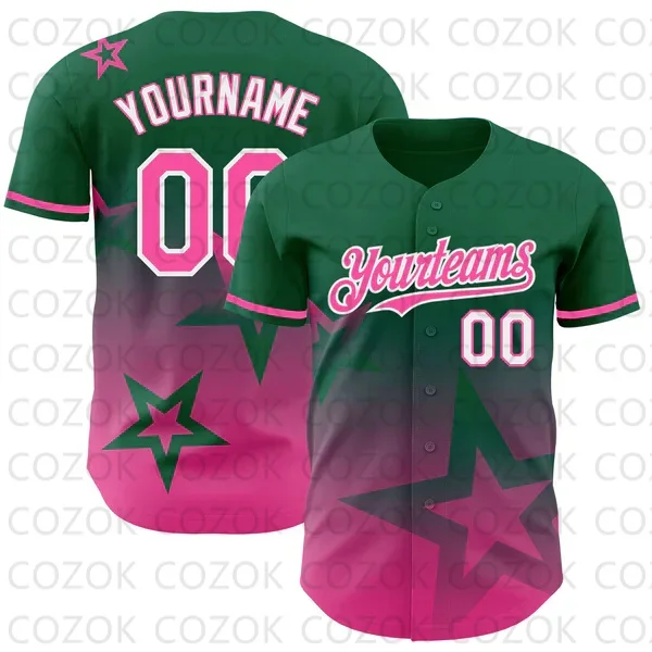 

Custom Star Green Pattern Baseball Jersey Men and Women Shirt 3D Printed Shirt Team Shirts Hip Hop Unisex Tops