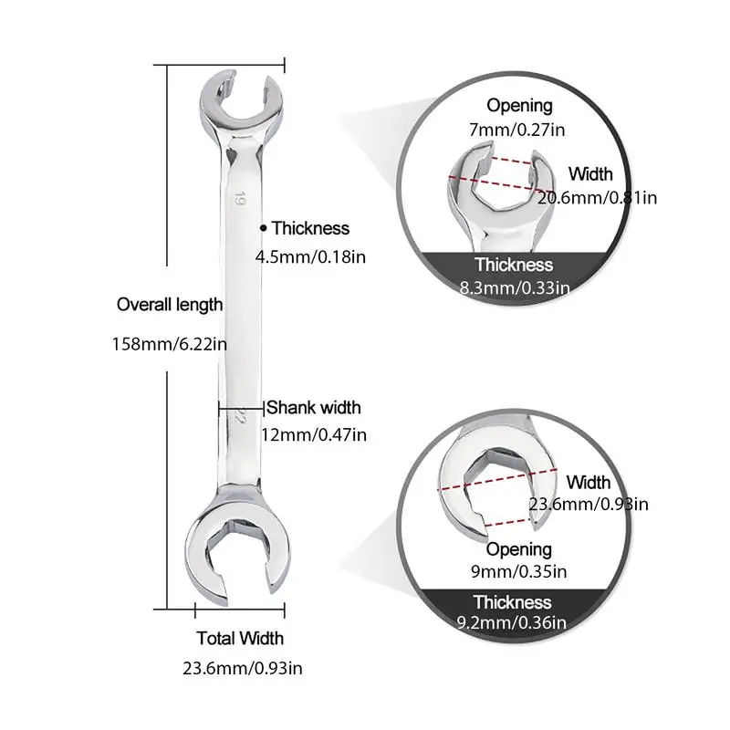 Double Head Wrench brake Ratchet Torque Hand Tool Wrench for Repair Fuel Tube Hose Oil Pipe automotive mechanical workshop tools