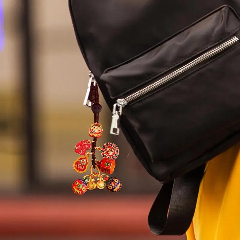 Chinese Wealth God Pendant Creature Bag Pendant God Of Wealth Charm Chinese Traditional Figurine Backpack Ornament Automotive