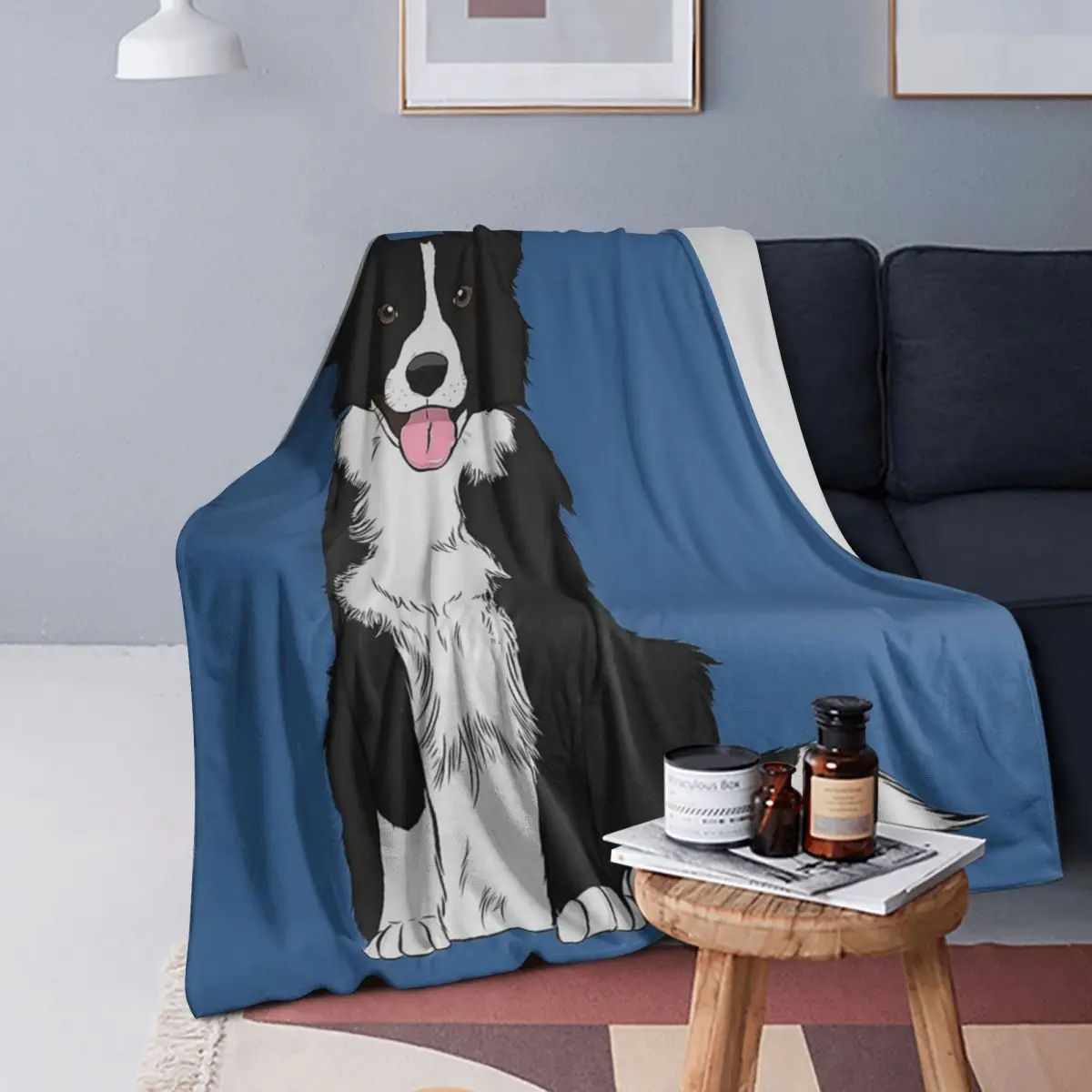 

Border Collie Blankets Soft Warm Flannel Throw Blanket Bedding for Bed Living room Picnic Travel Home Couch